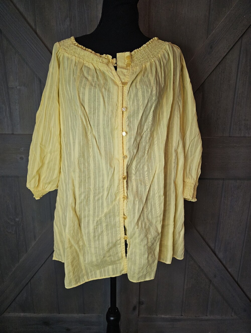 Denim 24/7 Yellow Blouse sz 1x